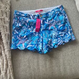 Lilly Pulitzer Vibrant Blue Starfish High Waist Shorts
